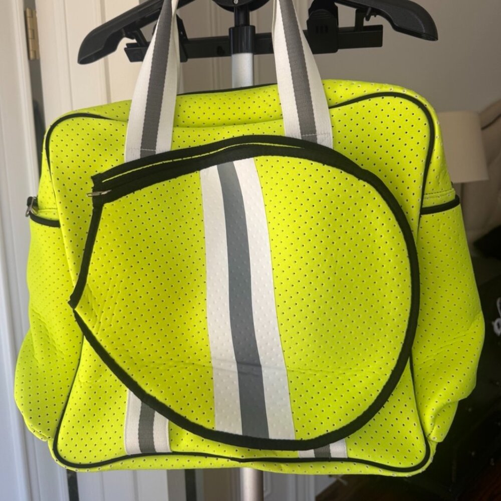 Parker and Hyde Neoprene Tennis Bag in Neon Yellow NWT